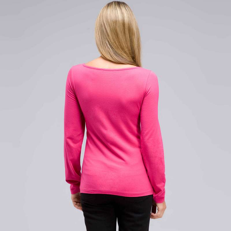 Long Sleeve Embellished Boat Neck Top, Begonia Pink, large image number 1